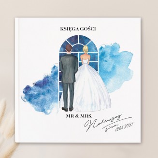 Personalizowana księga weselna z motywem pary modej