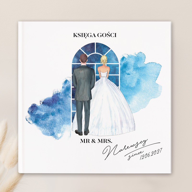 Personalizowana księga weselna z motywem pary modej