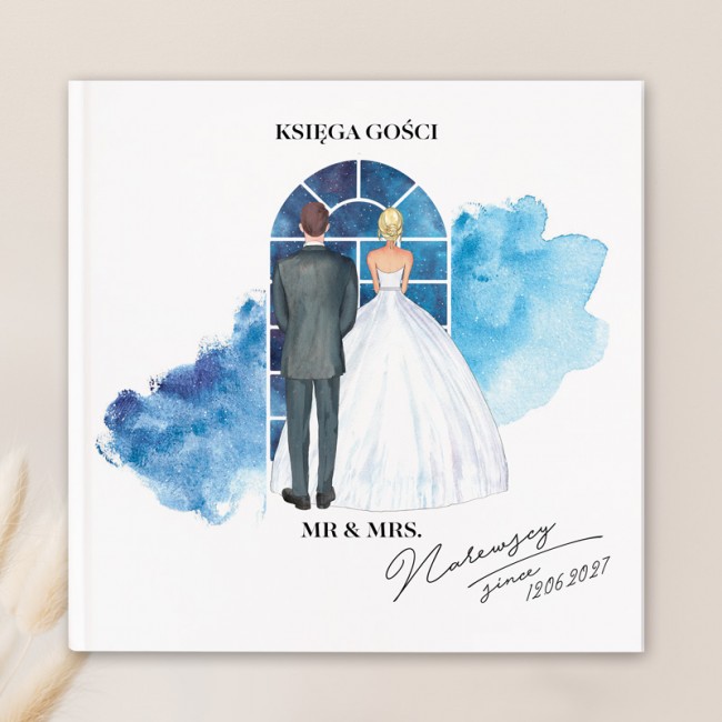 Personalizowana księga weselna z motywem pary modej