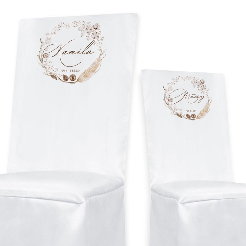 Pokrowce na krzesła ślubne w stylu boho