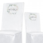 Pokrowce na krzesła ślubne z eukaliptusem