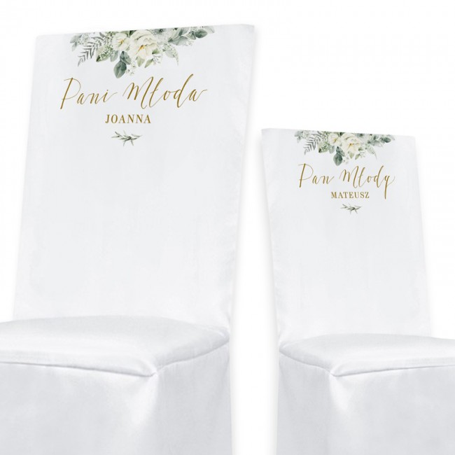 Elegancka dekoracja krzeseł Pary Młodej