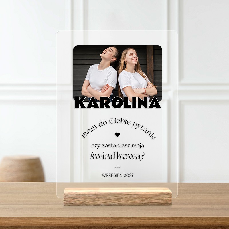 Tabliczka akrylowa – oryginalna prośba o świadkowanie