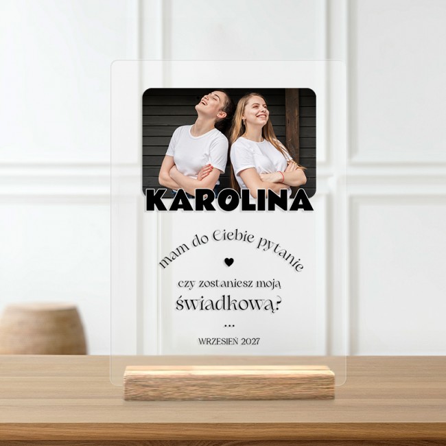 Tabliczka akrylowa – oryginalna prośba o świadkowanie