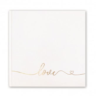 Elegancka księga gości w białym kolorze ze złoconym napisem love.
