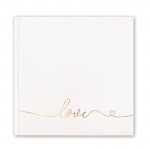 Elegancka księga gości w białym kolorze ze złoconym napisem love.