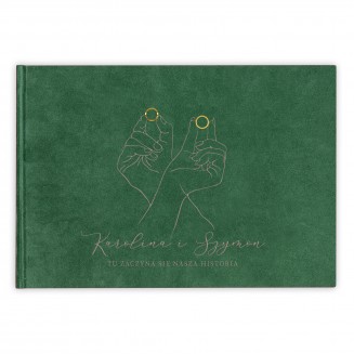 Welurowy ALBUM Ślubny z Personalizacją Złote Obrączki