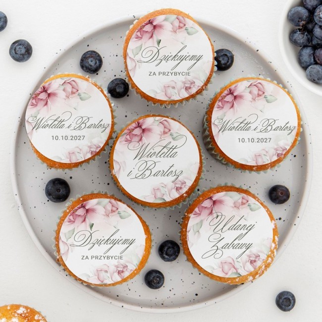 Arkusz opłatków na babeczki na ślub, wesele.
