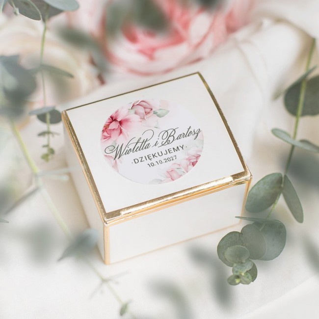 PUDEŁECZKA białe ze złotym brzegiem Bukiet Ślubny 10szt (+etykiety)