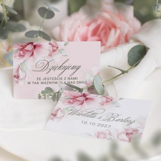 BILECIK z imionami pary młodej i datą ślubu - podziękowanie ślubne dla gości