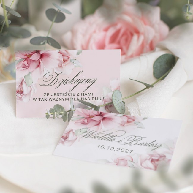 BILECIK z imionami pary młodej i datą ślubu - podziękowanie ślubne dla gości