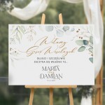 PLAKAT powitalny na salę weselną Ślubny Eukaliptus 50x70cm