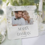 Ramka na zdjęcie ślubne z motywem eukaliptusa. Prezent dla pary młodej.
