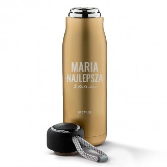 złoty termos z grawerem dla żony