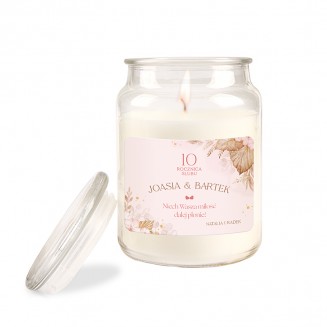 Personalizowana świeca na rocznicę ślubu dla pary.