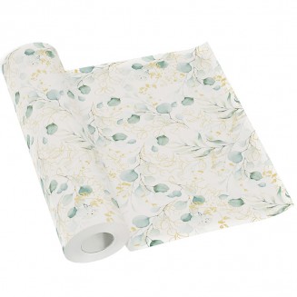 Bieżnik papierowy w rolce z motywem liści eukaliptusa na wesele i rocznice ślubu.