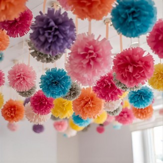 pompony w roznych kolorach