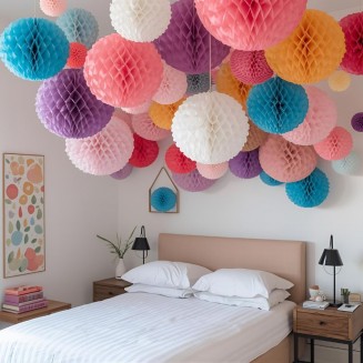 ZESTAW Kul Bibułowych do Dekoracji Wnętrza Pokoju Sali MIX 20szt