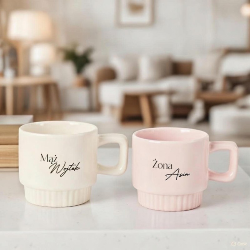 Elegancki kubek ryflowany dla żony i męża.