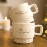 Kubki ryflowane w kremowym kolorze dla Pary Młodej.