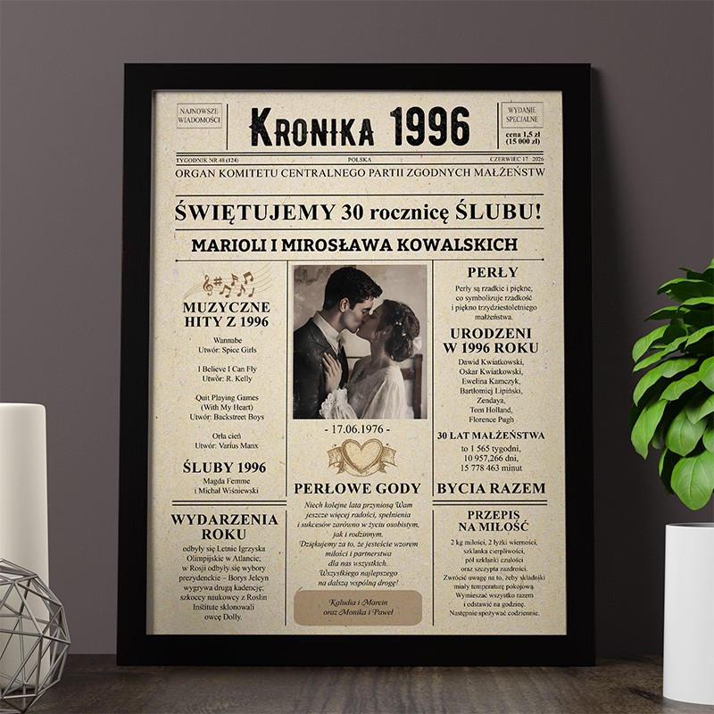 Plakat w ramie prezent na rocznicę ślubu