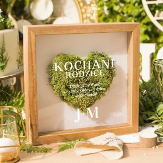 Ramka przestrzenna Serce z mchu Podziękowanie ślubne dla...