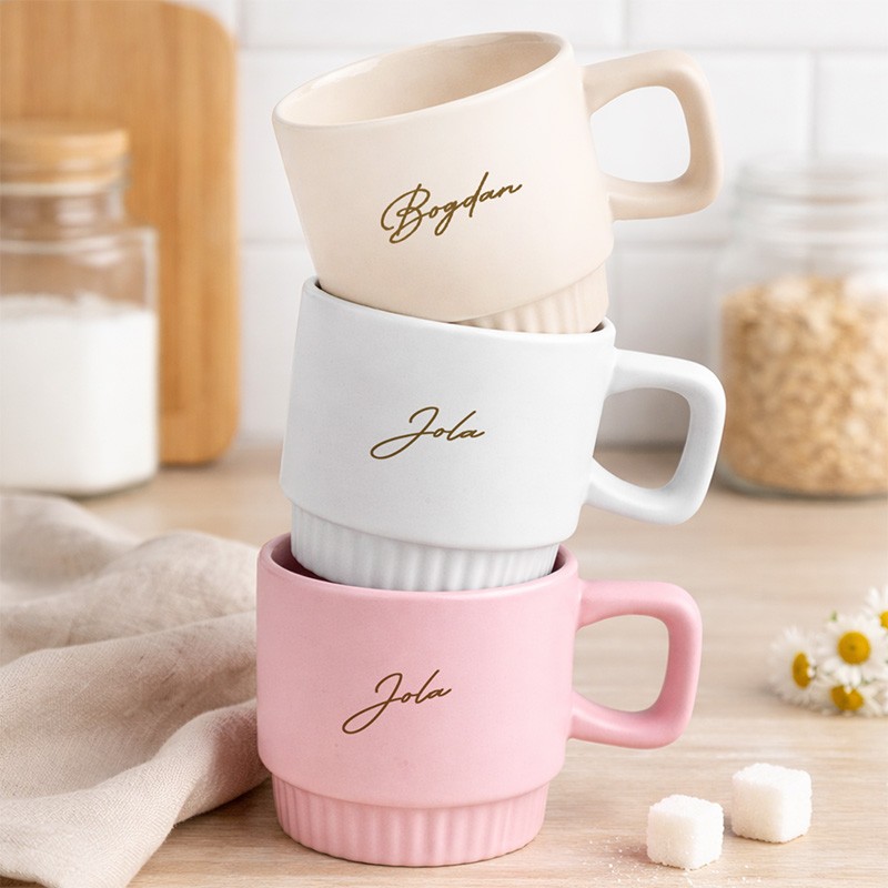 KUBEK Ryflowany z Imieniem Elegancki Prezent