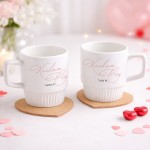 KUBKI dla Par Ryflowane Personalizowane z Podstawkami Wspólny Prezent