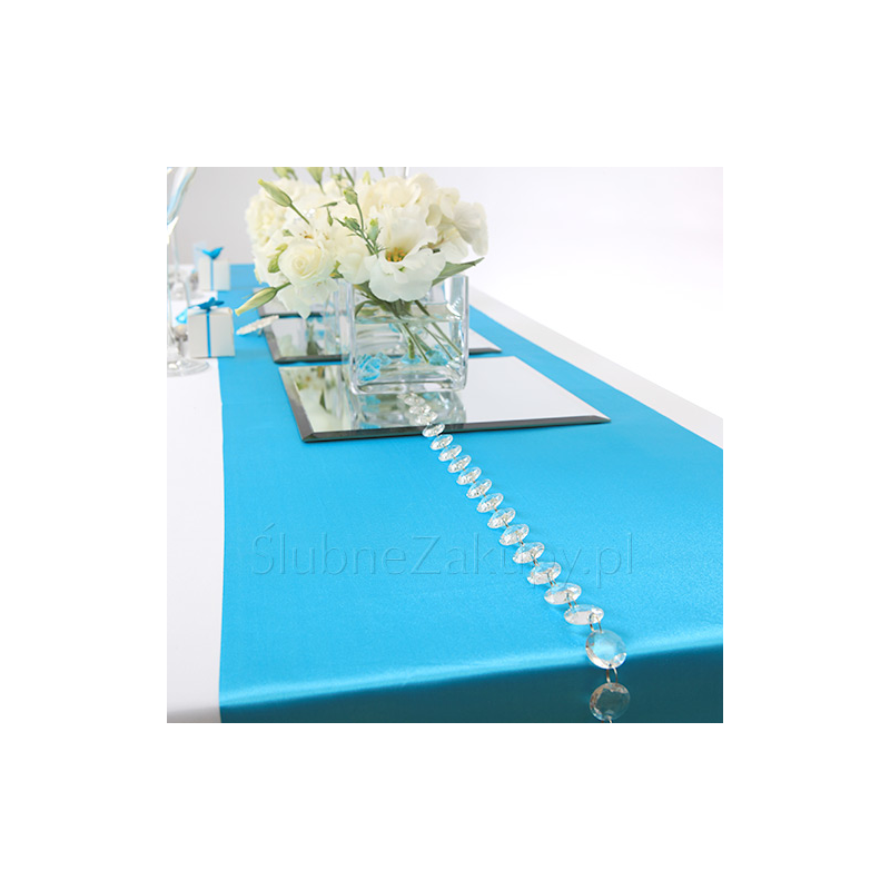 SATYNA/BIEŻNIK na stół Tiffany Blue 36cmx9m