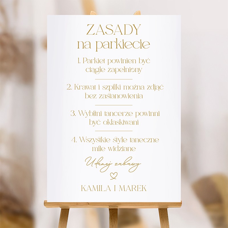 PLAKAT Dekoracyjny na Wesele Zasady na Parkiecie