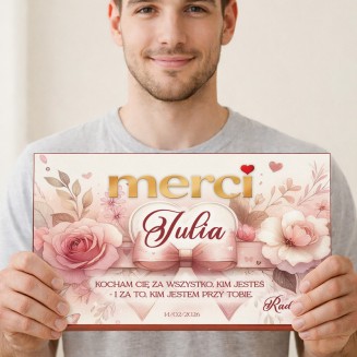 Walentynkowa bombonierka MERCI prezent dla żony