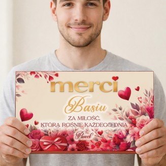 Duża bombonierka MERCI słodki prezent walentynkowy
