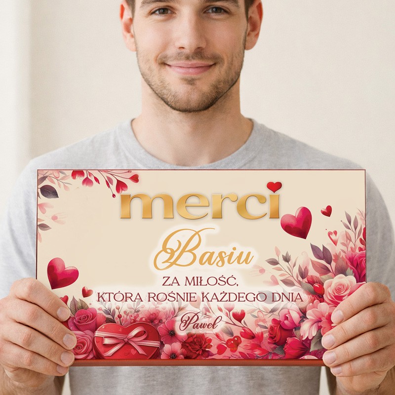 Duża bombonierka MERCI słodki prezent walentynkowy