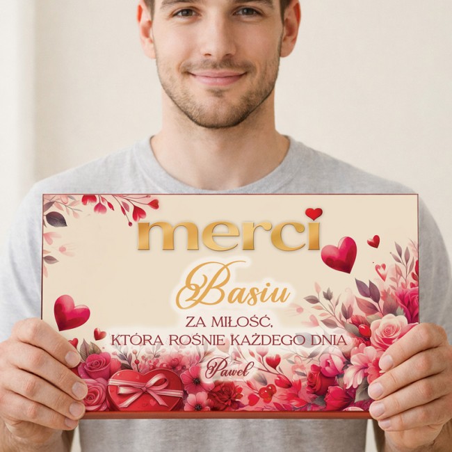 Duża bombonierka MERCI słodki prezent walentynkowy