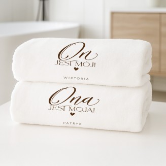 KOMPLET Ręczników Kąpielowych Personalizowanych Prezent dla Pary
