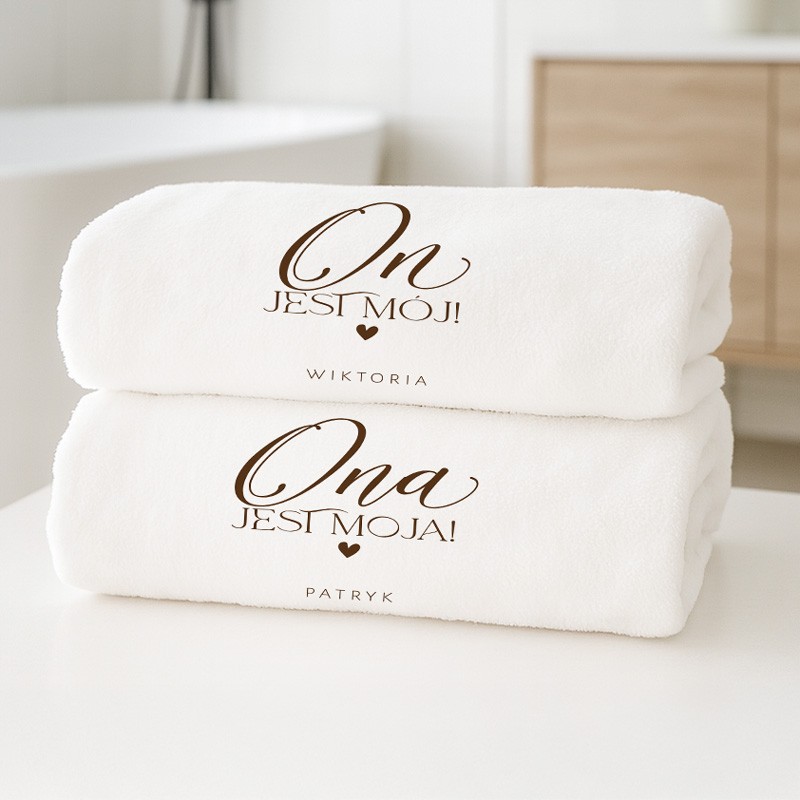 KOMPLET Ręczników Kąpielowych Personalizowanych Prezent dla Pary