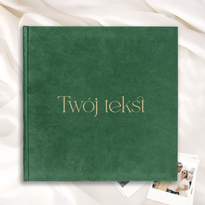 Księga album z weluru z własnym tekstem na okładce