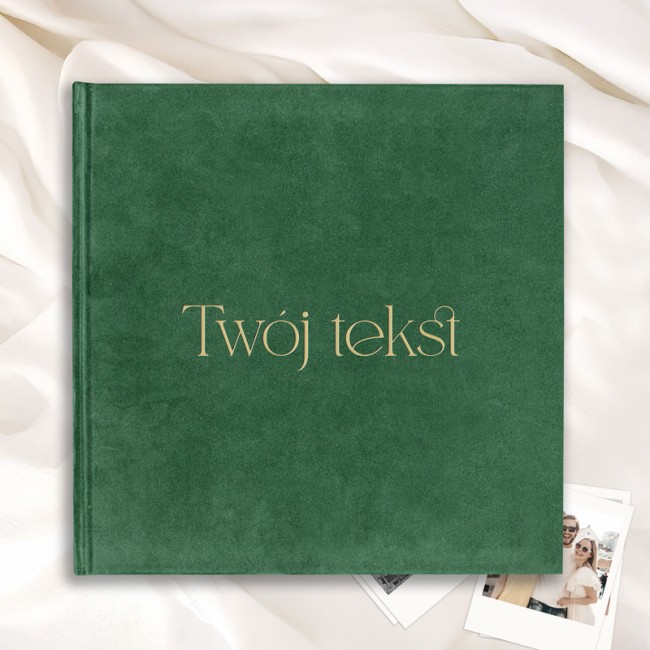 Księga album z weluru z własnym tekstem na okładce
