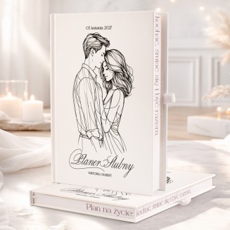 Minimalistyczny planer personalizowany do organizacji ślubu.