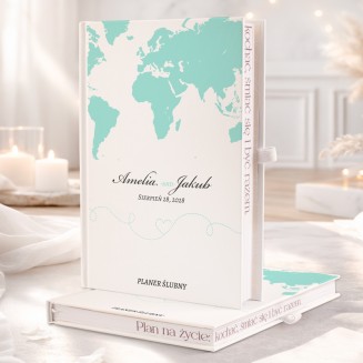 Personalizowany planer z motywem mapy.