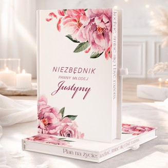 Planer ślubny z kwiatowym motywem.