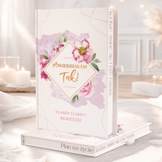 Personalizowany planer ślubny z kwiatową grafiką.