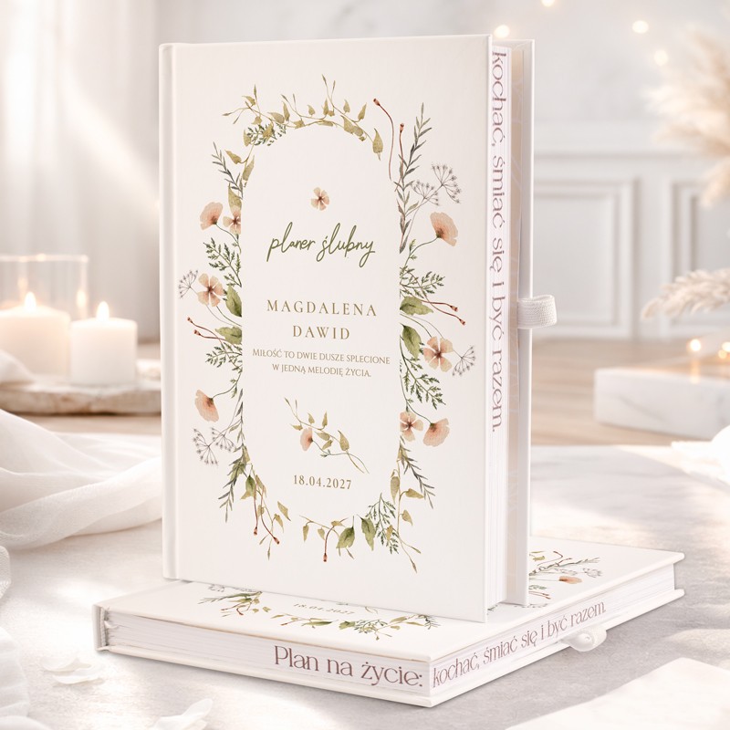 Personalizowany planer ślubny dla panny młodej.