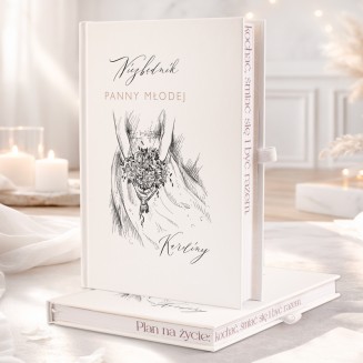 Planer ślubny z motywem bukietu kwiatów.