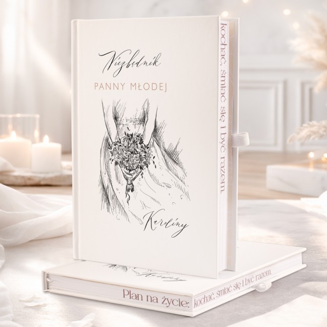 Planer ślubny z motywem bukietu kwiatów.