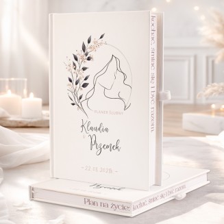 Personalizowany planer ślubny z motywem minimalistycznym.