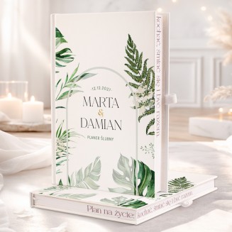 Personalizowany planer weselny z motywem paproci.