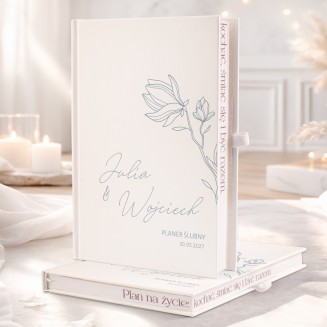 Planer ślubny personalizowany z delikatnym motywem.