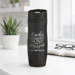 Kubek termiczny w czarnym kolorze na prezent dla księdza.