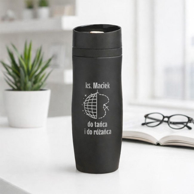 Termo kubek dla księdza z grawerem do tańca i do różańca